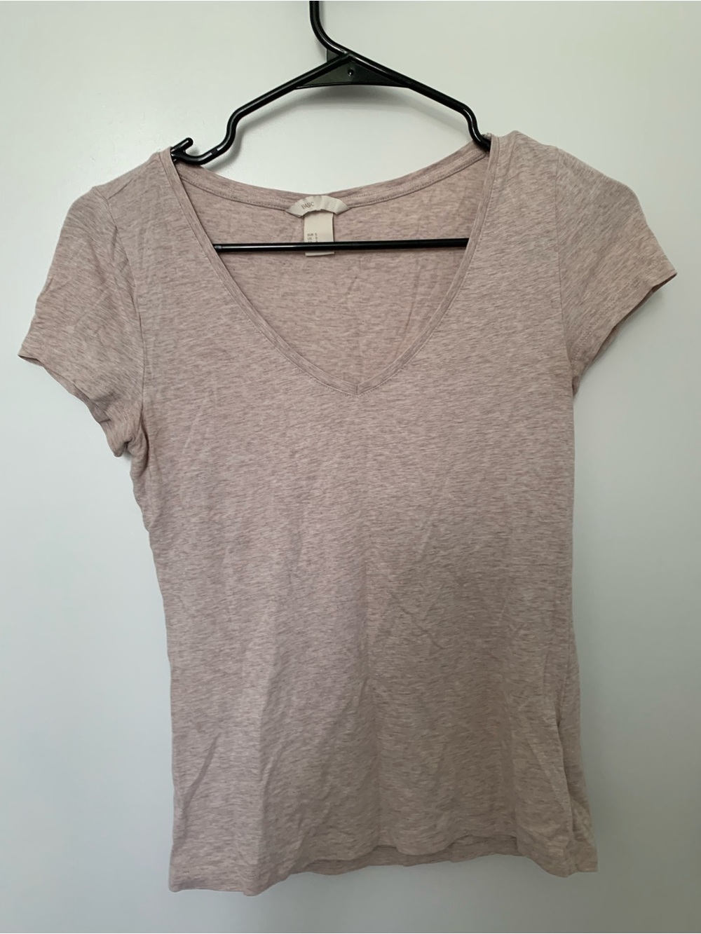 H&M Soft Heathered Cream Color V-Neck Tee